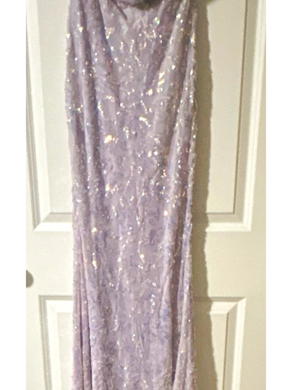 Windsor Lavender Sequin Mesh Sweetheart Strappy Long Dress: Size XS
